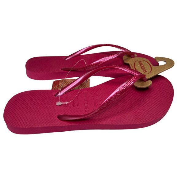 Havaianas Women's Slim Flip Flops Pink Fever Size 7/8 NEW - Picture 2 of 5